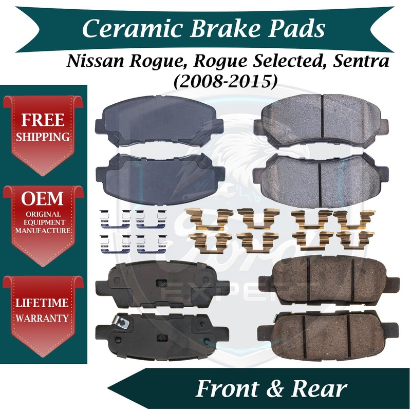 New OE Front & Rear Ceramic Brake Pads Kit For 2008-2015 Nissan 9 Yr Warranty