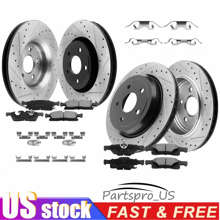 Front Rear Drilled Rotors & Ceramic Pads for 2006-2018 Toyota Rav4 Lexus HS250h
