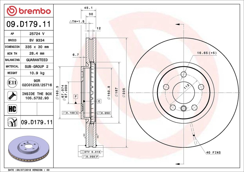 X2 PCS L&R SIDES BRAKE DISC 09.D179.11 gallery