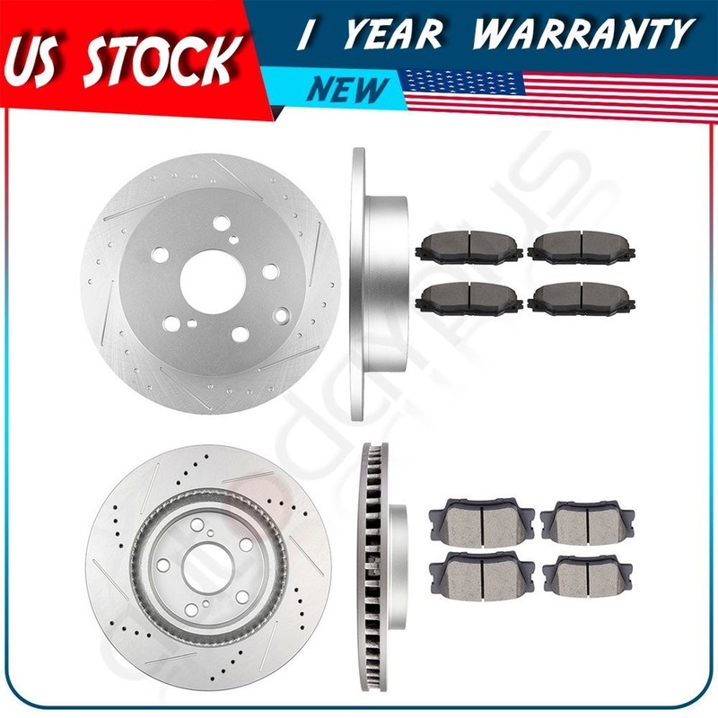 Front & Rear Brake Rotors And Pads For 2006 2007 2008 2009-2018 Toyota RAV4