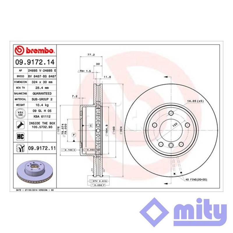 Fits BMW 5 Series 2001-2010 6 Series 2004-2010 Brake Discs Front Mity