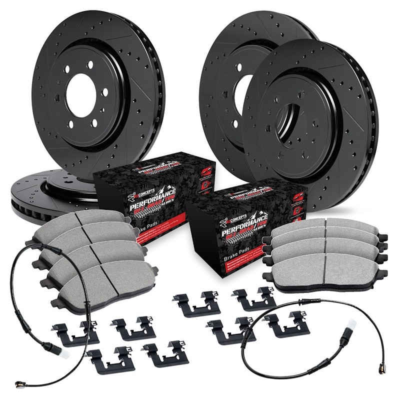 WHVS2-47001 R1 Concepts 4-Wheel Set Brake Disc and Pad Kits Front & Rear for GMC