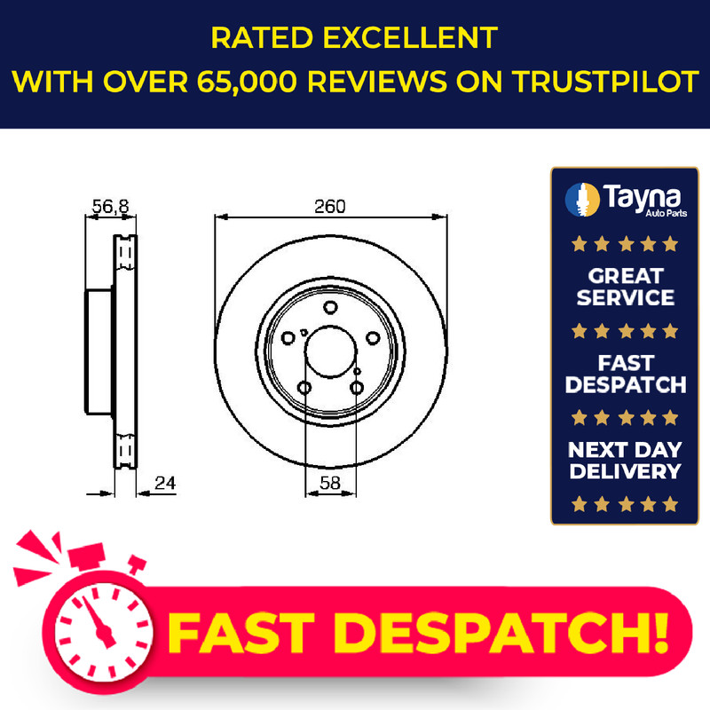 2x Brake Discs Pair Vented Front 260mm 0986478293 Bosch Set 26300AE040 BD238 New