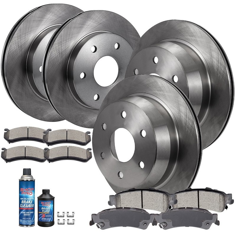 Front And Rear Brake Rotors & Ceramic Pads For Chevrolet Silverado 1500 4.8L