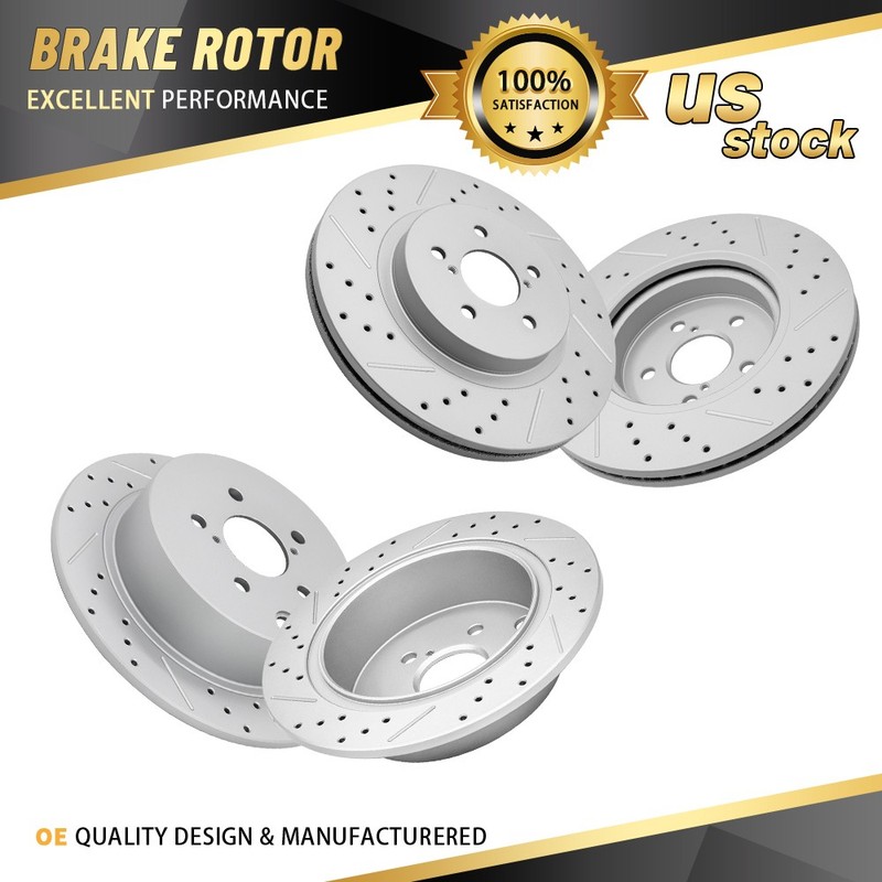 Front Rear Coated Drilled Slot Disc Brake Rotor Kit For Subaru Crosstrek Impreza