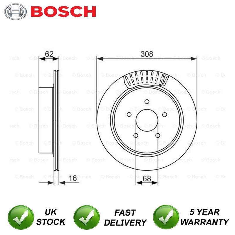 Brake Disc Rear Bosch Fits Nissan Murano Elgrand Infiniti Q70 M Q50 FX M37 Q60