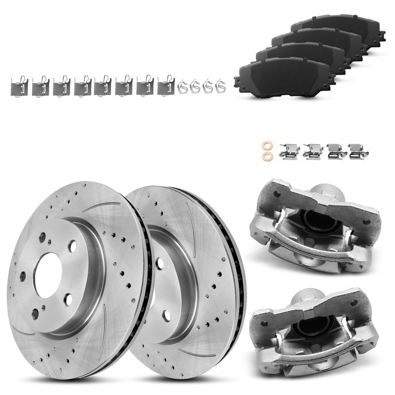 Front Disc Brake Rotors Calipers Pads Kits for 2006-2016 2017 2018 Toyota RAV4