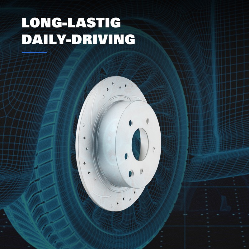 11.1in Rear Drilled Brake Rotors &Ceramic Brake Pads for Toyota Avalon 2008-2012 gallery