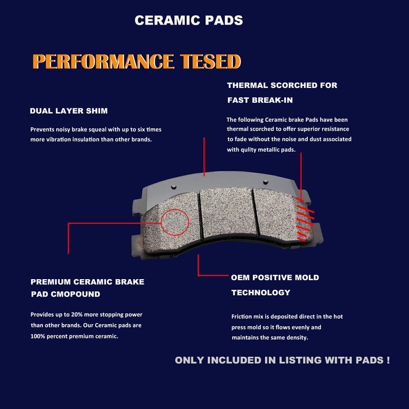 12" Front 12.79" Rear Disc Rotors Brake Pads for Chevy GMC Silverado Sierra 1500 gallery