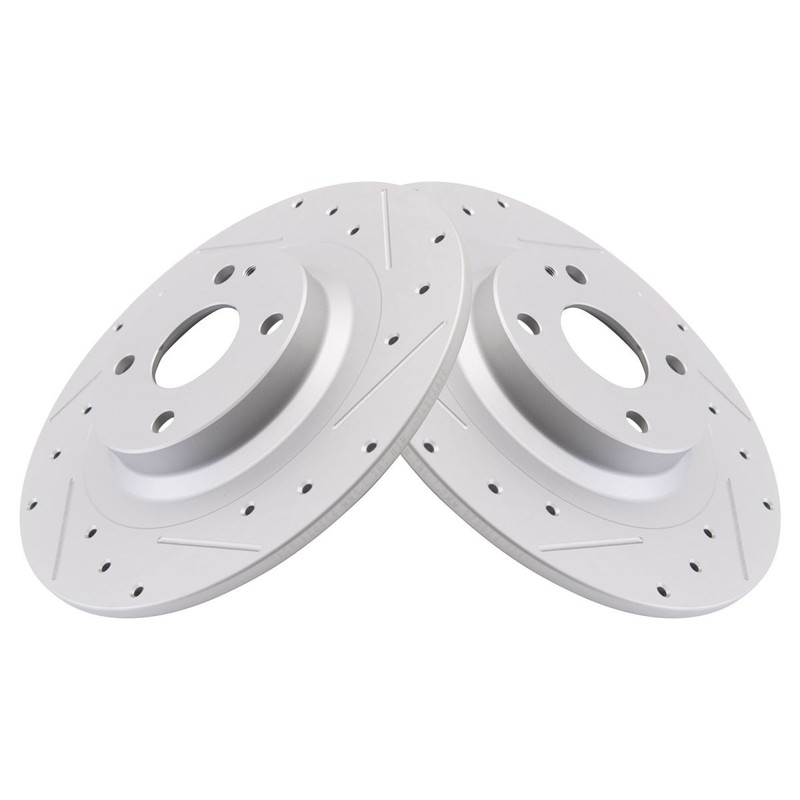 TRQ Performance Rear Brake Rotors Set Premium G-Coated Slotted Fits Fiat Mazda gallery