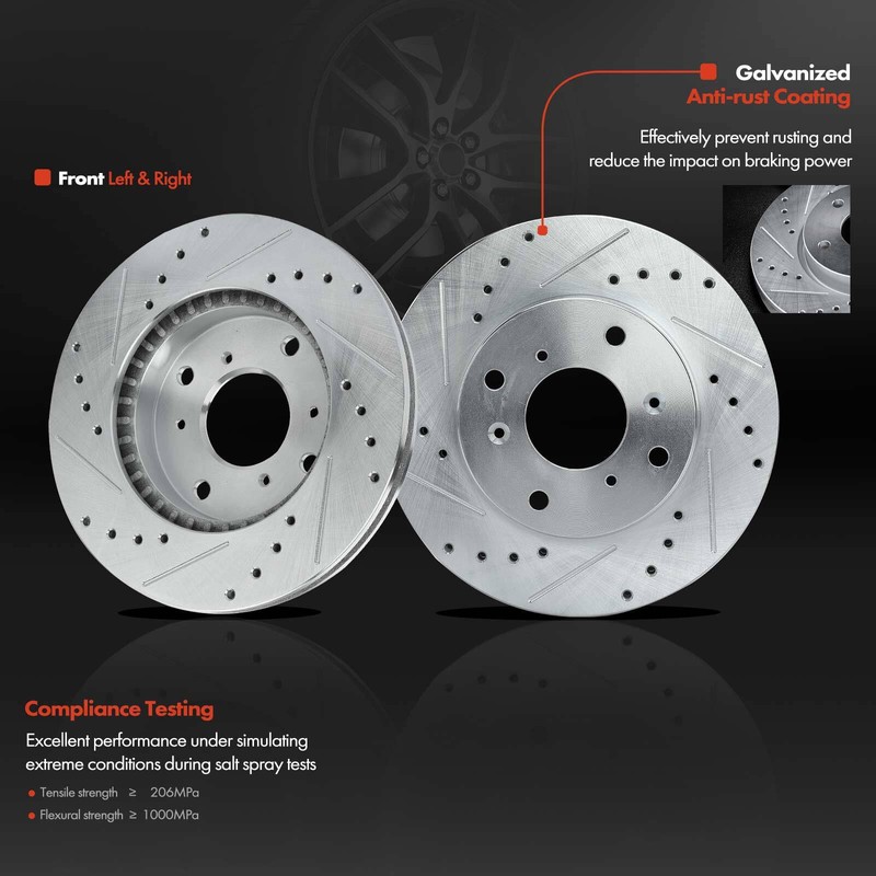 Drilled Brake Rotors & Brake Pads for Honda Accord 98-02 Acura CL Front and Rear gallery