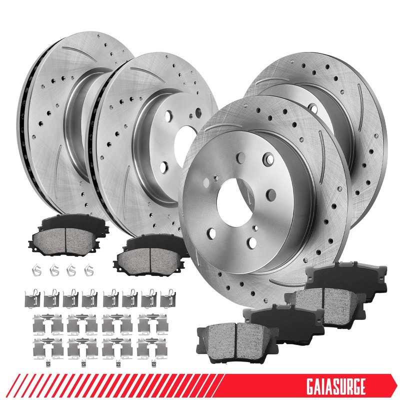 Front and Rear Brake Rotors Brake Pads Kits for 2006 2007 2008-2018 Toyota Rav4