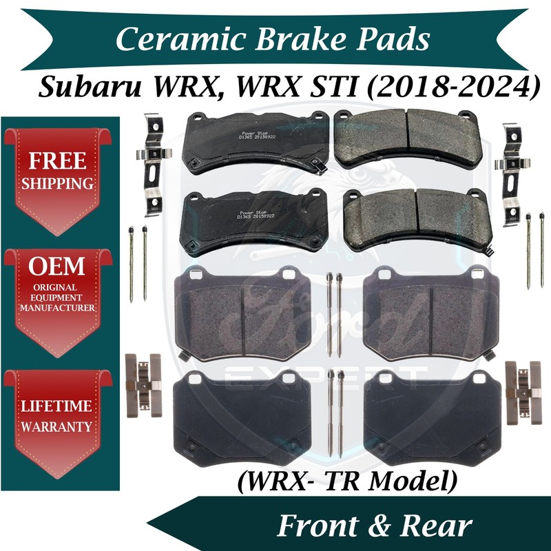 New OE Front & Rear Ceramic Brake Pads Kit For 2018-2024 Subaru WRX/STI 9 Yr War