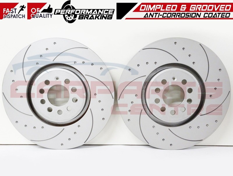 FOR VOLVO S60R V70R 2.5T REAR CROSS DIMPLED GROOVED BRAKE DISCS PAIR 330mm