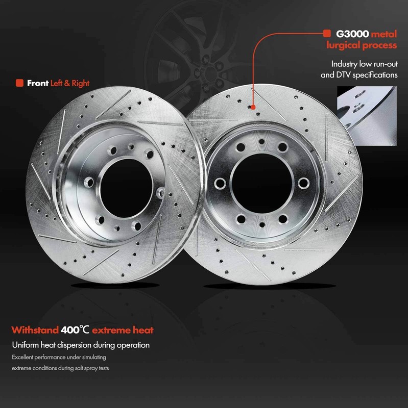 2x Front Left & Right Drilled Brake Rotor for Hummer H3 2006-2010 H3T 2009-2010 gallery
