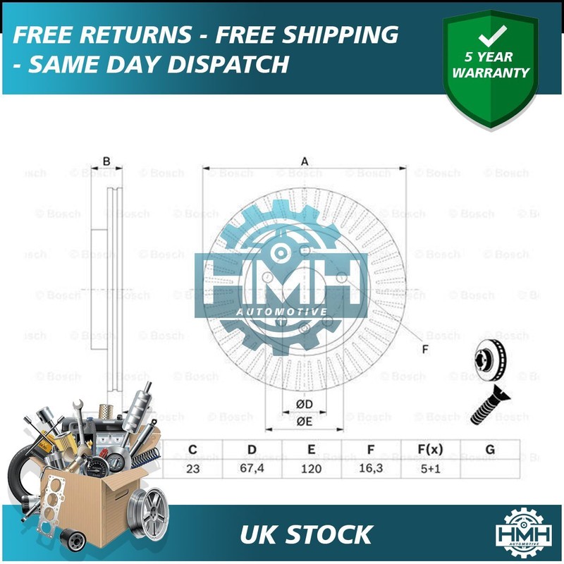 Fits Vauxhall Insignia 2008-2017 + Other Models HMH Rear Brake Disc #2