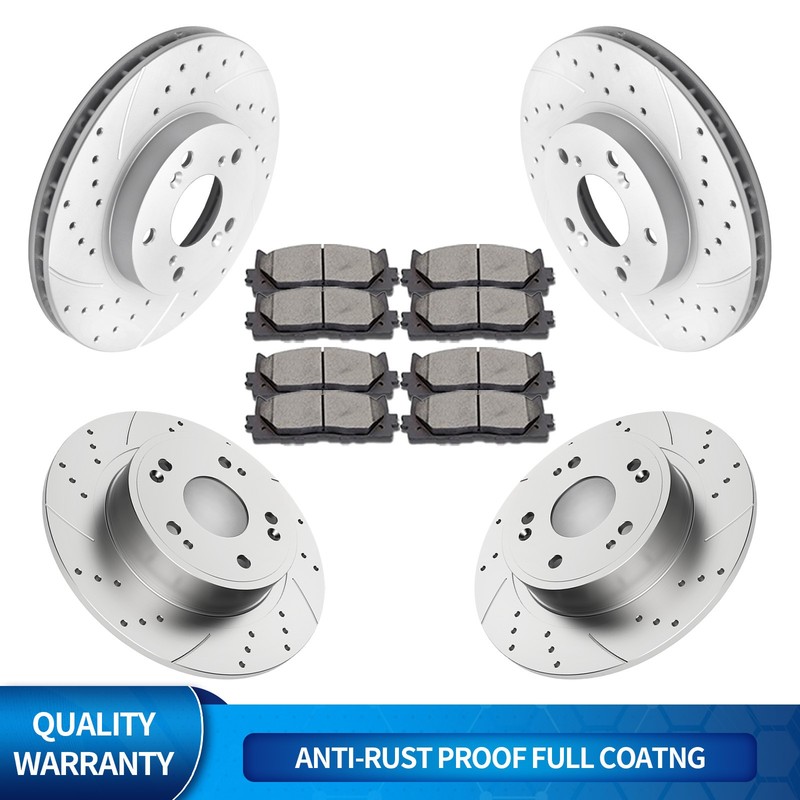 Front and Rear Brake Rotors Brake Pads for 2008-12 14-17 Honda Accord Cast Iron