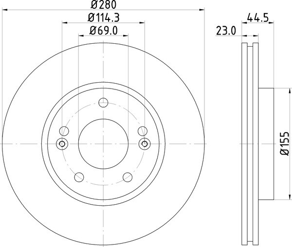 DON 280mm Front Brake Disc Set Fits Hyundai KIA PCD12502