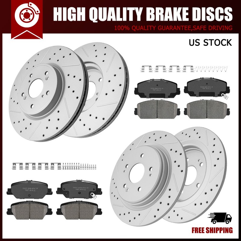 [Front+Rear] Drilled Brake Rotors & Ceramic Pads for 2017-2023 Honda CR-V Gas