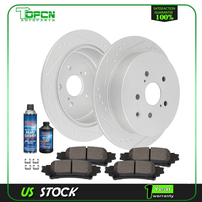 Rear Brake Discs Rotors And Ceramic Pads For Toyota Highlander 2014-2017 Solid