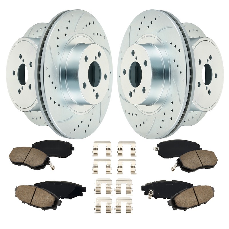 Front and Rear Drilled Rotors Ceramic Brake Pads for 2010-2012 Subaru Legacy