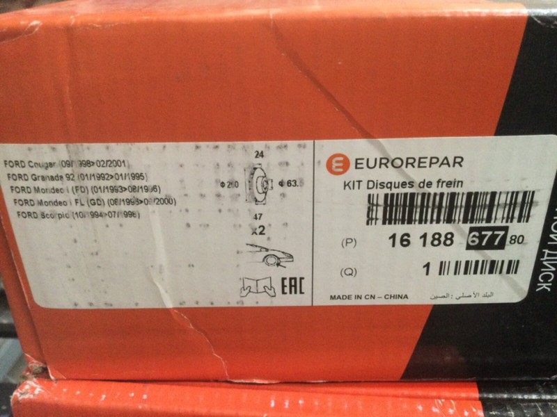 2. GENUINE EUROREPAR FRONT VENTED BRAKE DISCS fit FORD SCORPIO Mk2 MONDEO COUGAR gallery