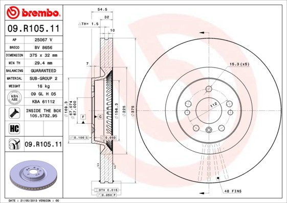 Brembo 09.R105.11 Brake Disc for Mercedes-Benz
