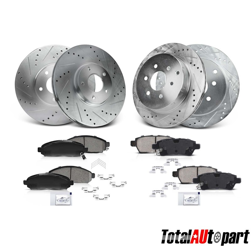 12Pcs Drilled Brake Rotors & Brake Pads for Nissan Pathfinder 05-12 Front & Rear