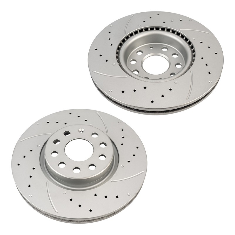 Front Drilled Slotted Rotors for 2012-22 VW Passat 2009-16 Tiguan 2022-23 Taos gallery