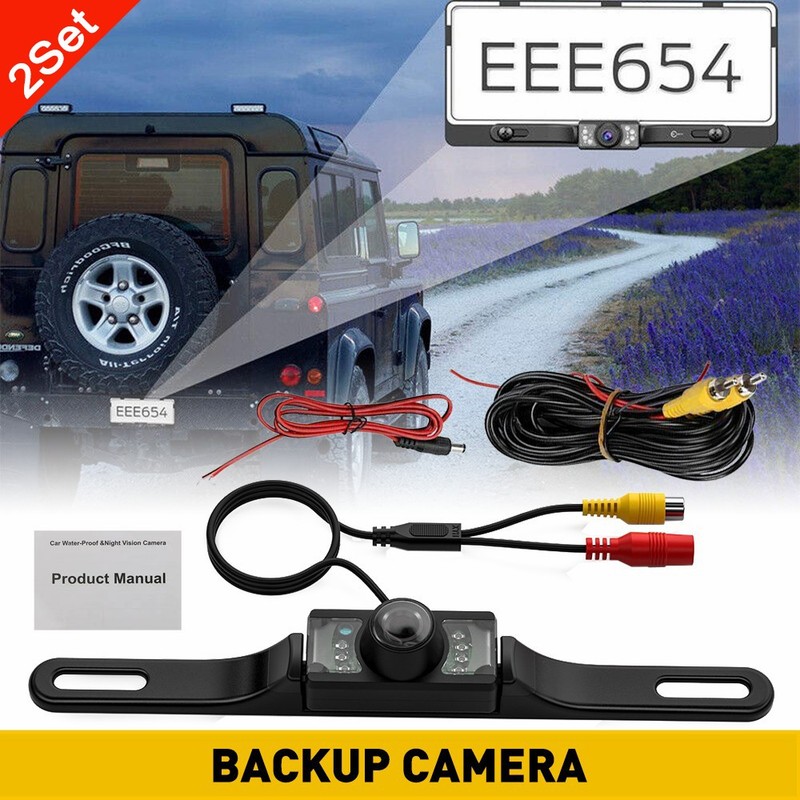 2xSet 7LED Night Vision Rear View 170° Camera HD IP68 Car Reverse Back Up Camera