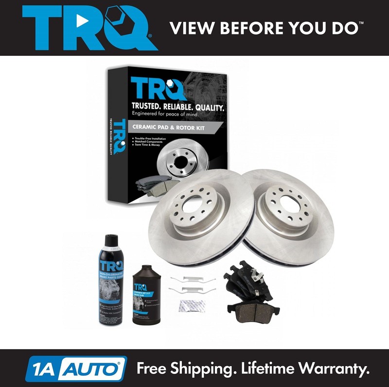 TRQ Brake Pads & Rotors Cleaner & Fluid Kit Fits 2014-2020 Fiat 500L