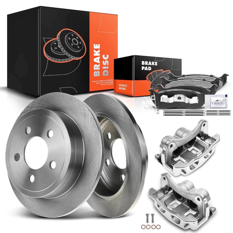 Rear Disc Rotor & Ceramic Pads + Calipers for Jeep Liberty 03-07 Wrangler TJ