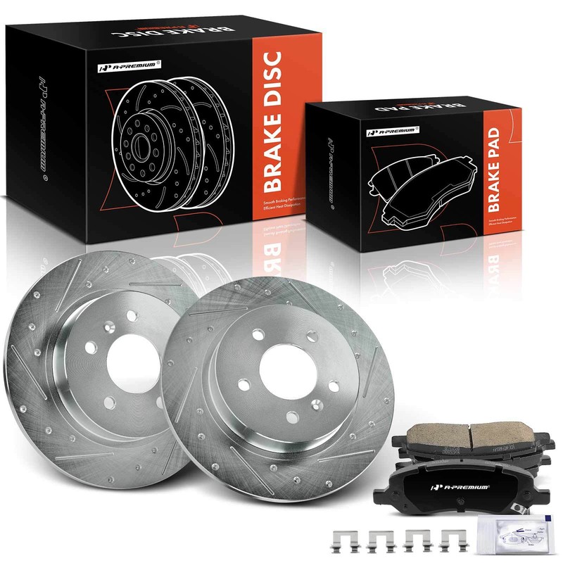 A-Premium 6x Rear Drilled Brake Rotor &Brake Pad for Buick Lucerne Cadillac DTS