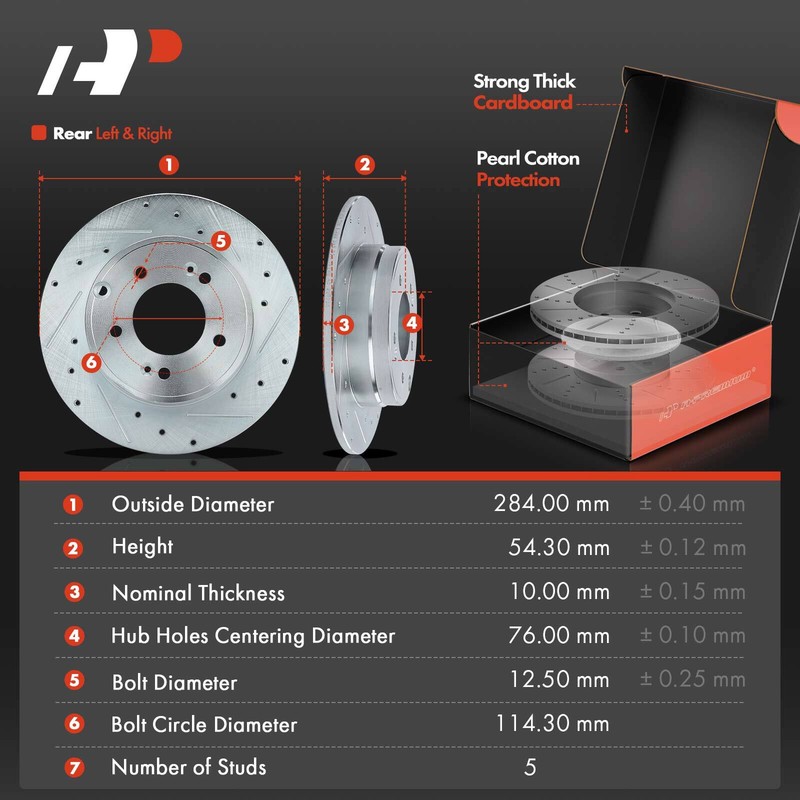 A-Premium Rear Drilled Brake Rotors & Ceramic Pads for Hyundai Sonata 2011-2015 gallery