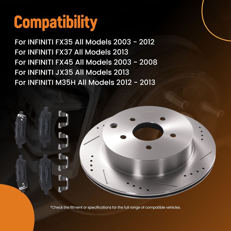 Rear Brake Rotors + Ceramic Brake Pads for Infiniti M35H M37 M56 2011-2013 D905 gallery