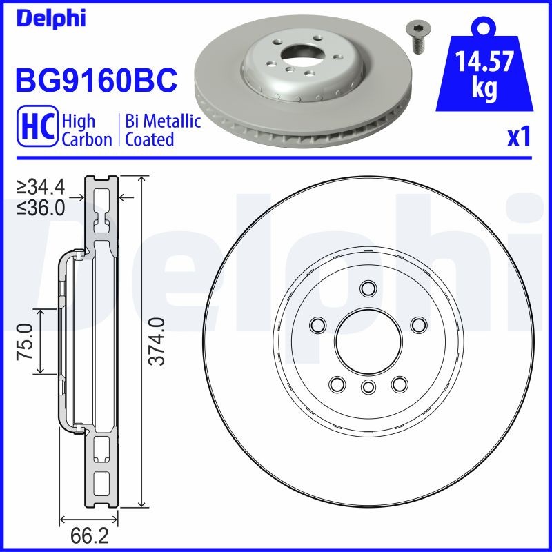 Delphi BG9160BC Brake Disc for BMW
