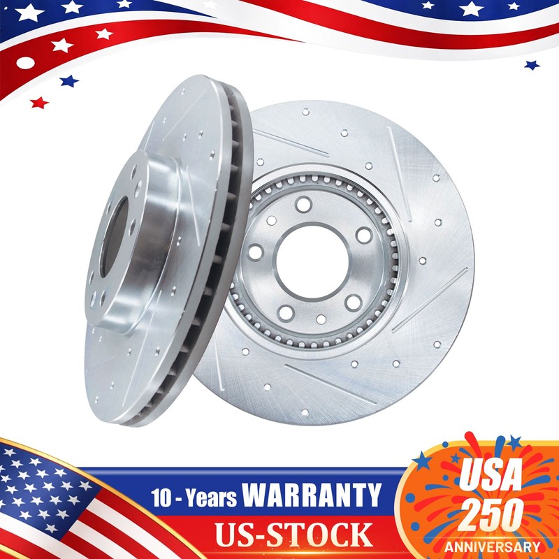 Front Drilled & Slotted Brake Rotors for MERCURY MILAN& MAZDA 6 & LINCOLN ZEPHYR