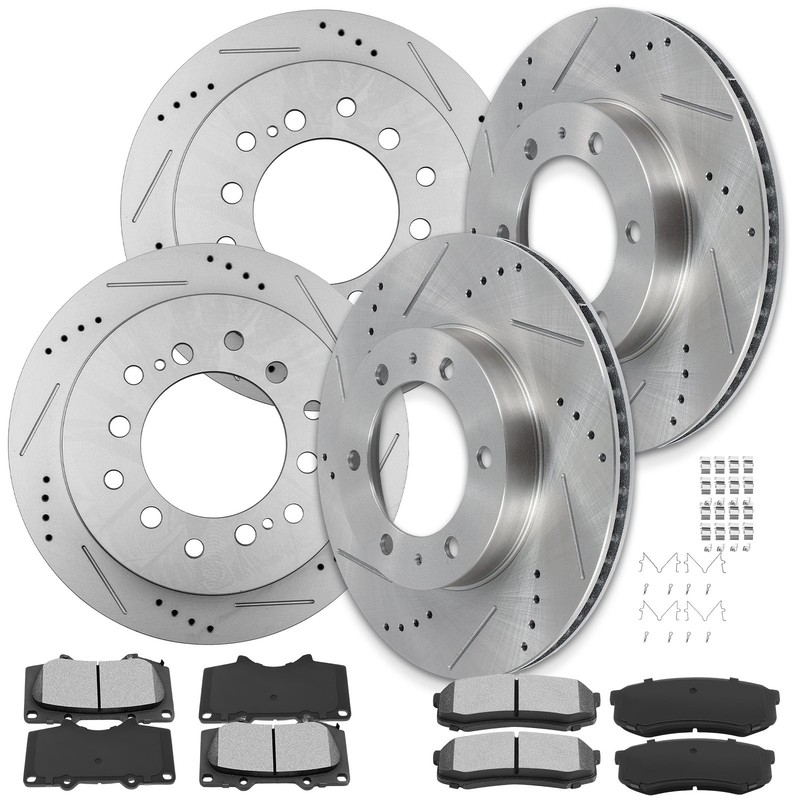 12X Front Rear Brake Ceramic Pads Drilled Rotors Fits Toyota 4Runner 2003 – 2009
