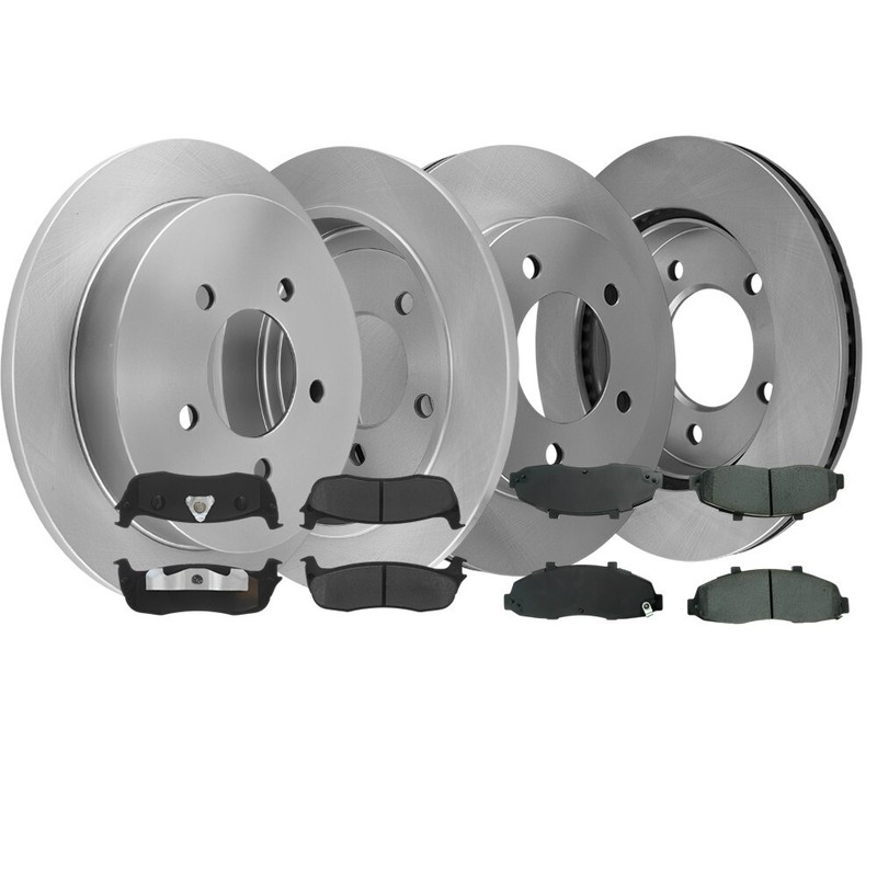 Front Vented & Rear Solid Brake Rotors With Pads For Ford F-150 03-00 gallery