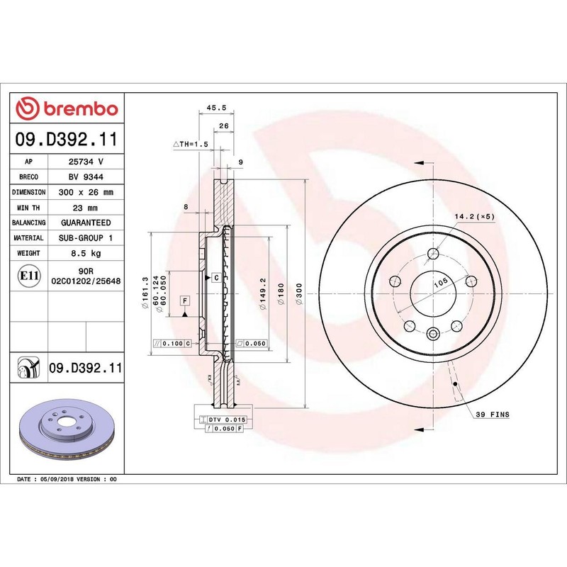 Brembo Front Disc Brake Rotor FOR 2021-2023 Chevrolet Bolt EV gallery