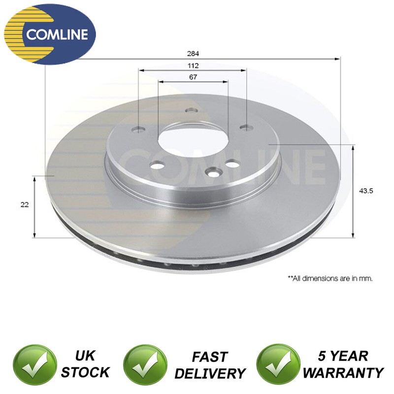 Brake Disc Front Comline Fits Mercedes C-Class 1993-2001 + Other Models #1