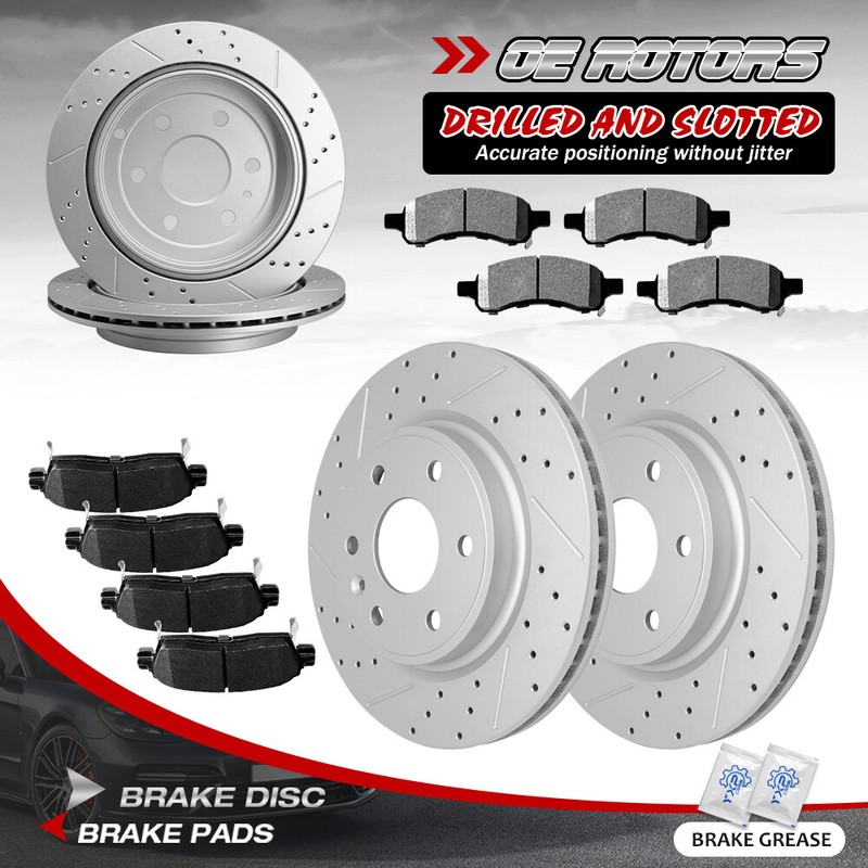 for Chevy Traverse GMC Acadia Buick Enclave Front & Rear Rotors + Brake Pads