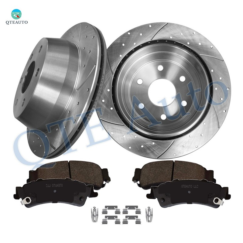 6P Rear 325 Drilled Brake Rotors-Brake Pad For 2007 Chevy Silverado 1500 Classic