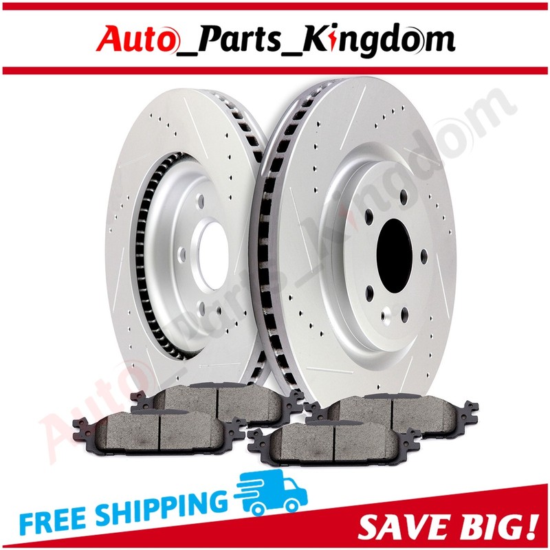 For Explorer Taurus Flex MKT MKS Front Drilled Disc Rotors Ceramic Brake Pads