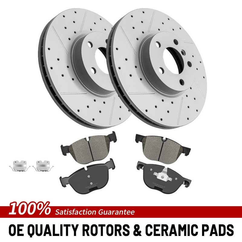 Front Brake Rotors Ceramic Brake Pads For 2007 2008-2018 BMW X5 2011-2019 BMW X6