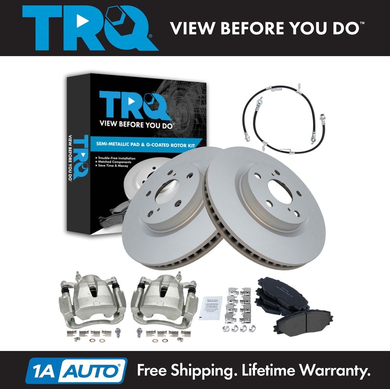 TRQ Front Brake Pad & Rotor Kit Premium G-Coated Semi-Metallic For Scion Toyota