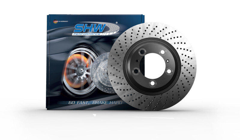 SHW Performance Right Rear Drilled-Dimpled Brake Rotor for Porsche 911 Turbo
