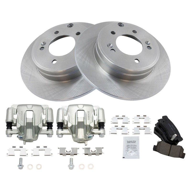 TRQ Rear Brake Calipers Ceramic Pads & Rotors Fits 2006 Hyundai Sonata gallery
