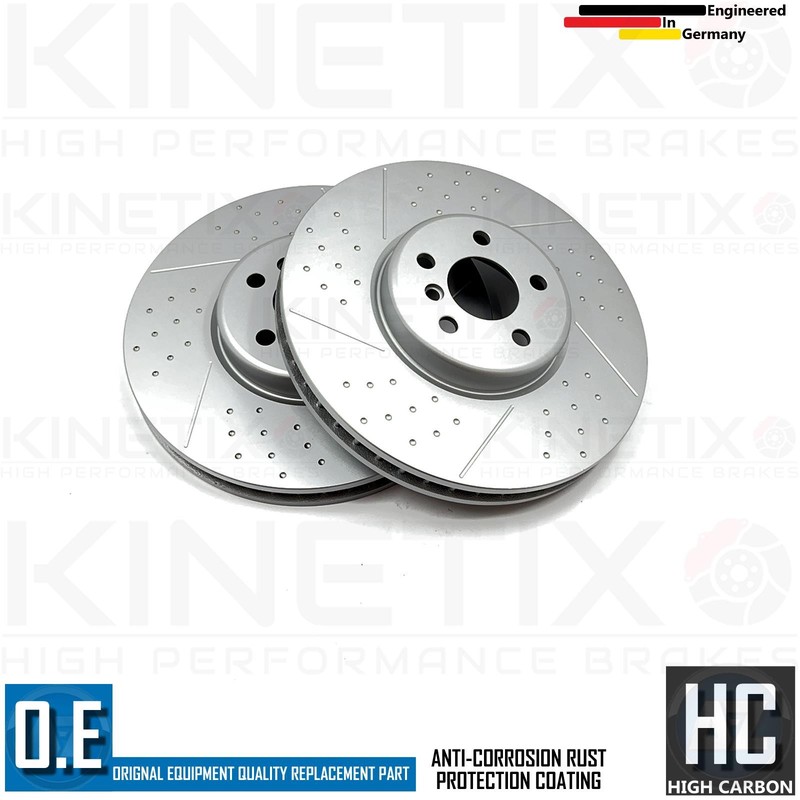 FOR BMW M 340d G20 G21 DIMPLED GROOVED PERFORMANCE FRONT BRAKE DISCS PAIR 348mm gallery