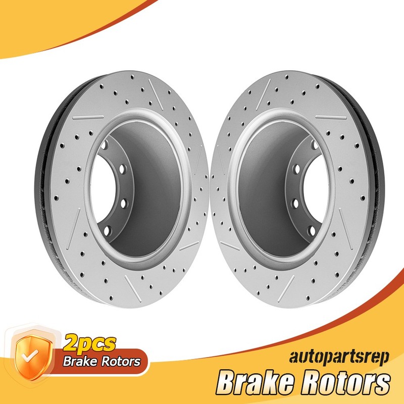 8 Lug 358mm Rear Drilled Slotted Disc Brake Rotors Kit for Dodge Ram 2500 3500